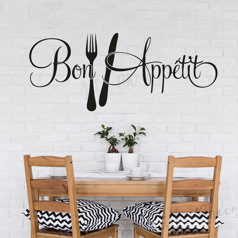 Commercial Kitchen Tiles - French Bon Appétit Quote Wall Decals