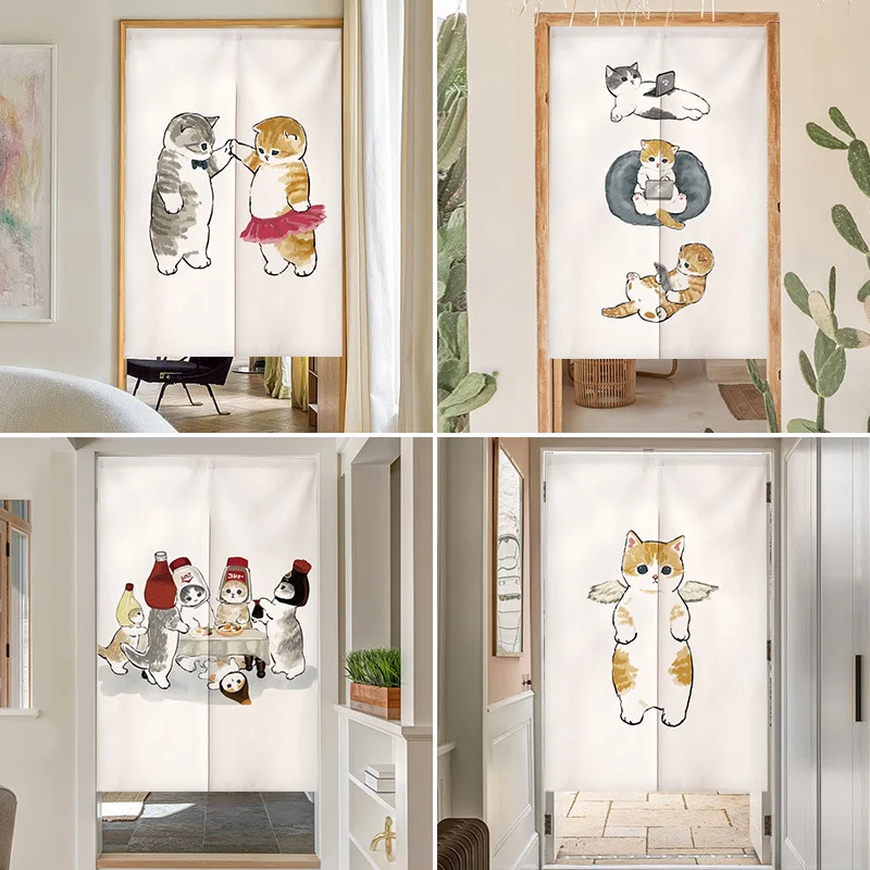 Commercial Kitchen Canopy - Funny Cat Japanese Door Curtain Noren
