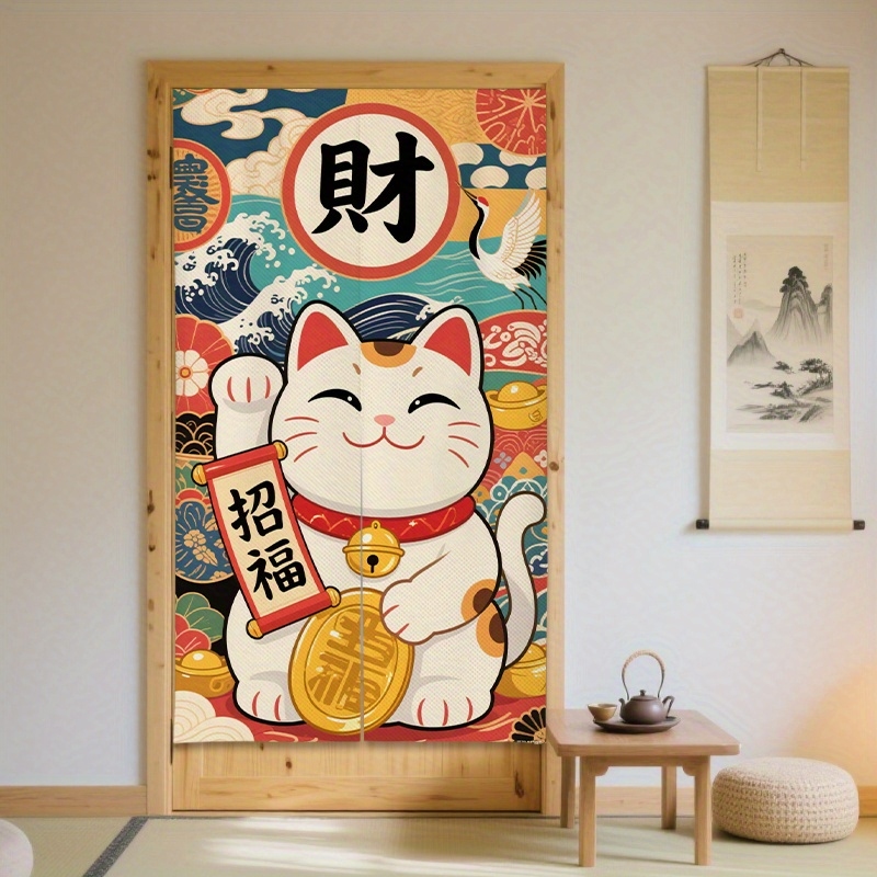 Commercial Kitchen Canopy - VIKAMA Traditional Lucky Cat Curtains, Restaurant