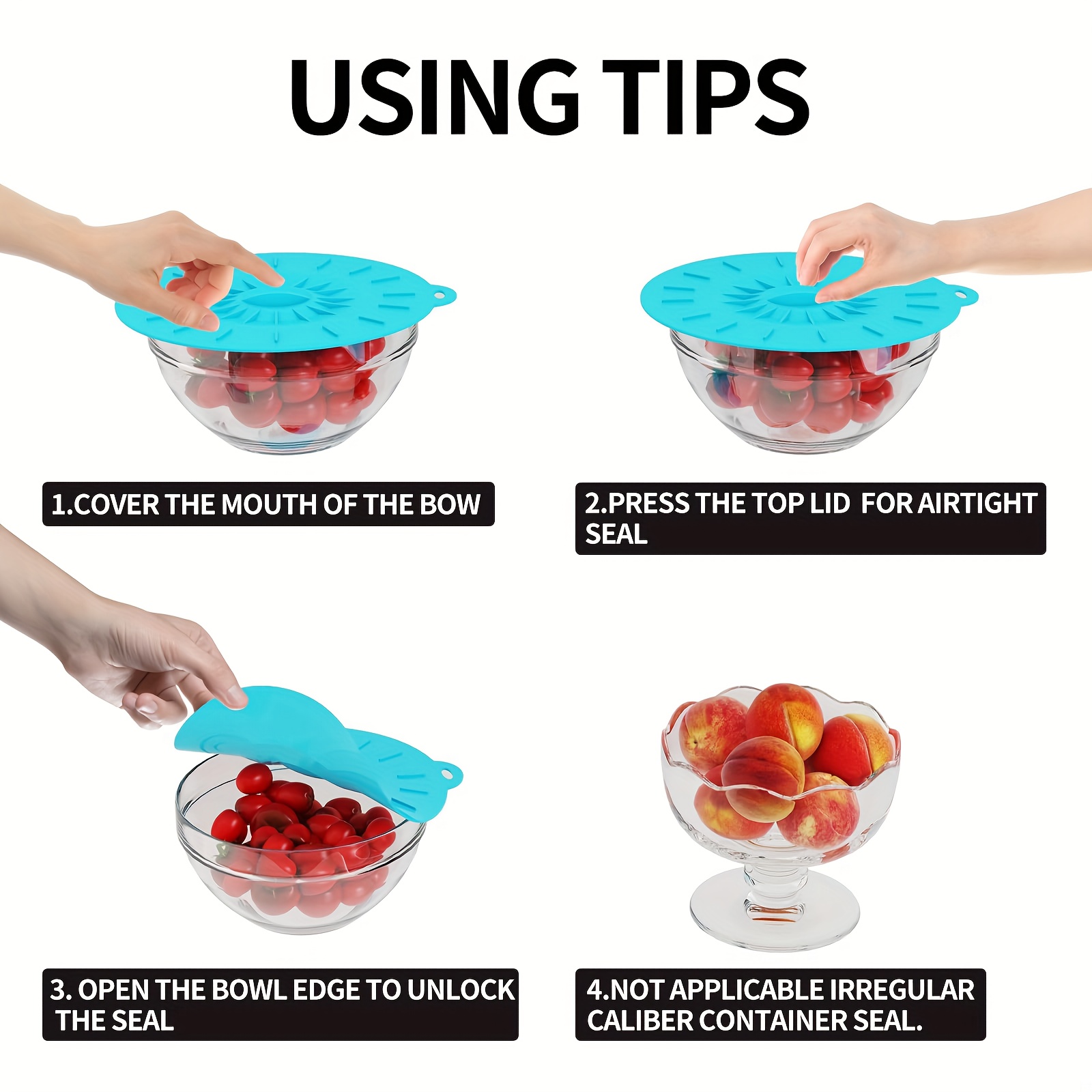 5-Piece Silicone Lids, Heat-Re - огляд і ціна Commercial Kitchen Pans